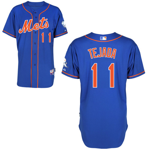 Ruben Tejada #11 MLB Jersey-New York Mets Men's Authentic Alternate Blue Home Cool Base Baseball Jersey